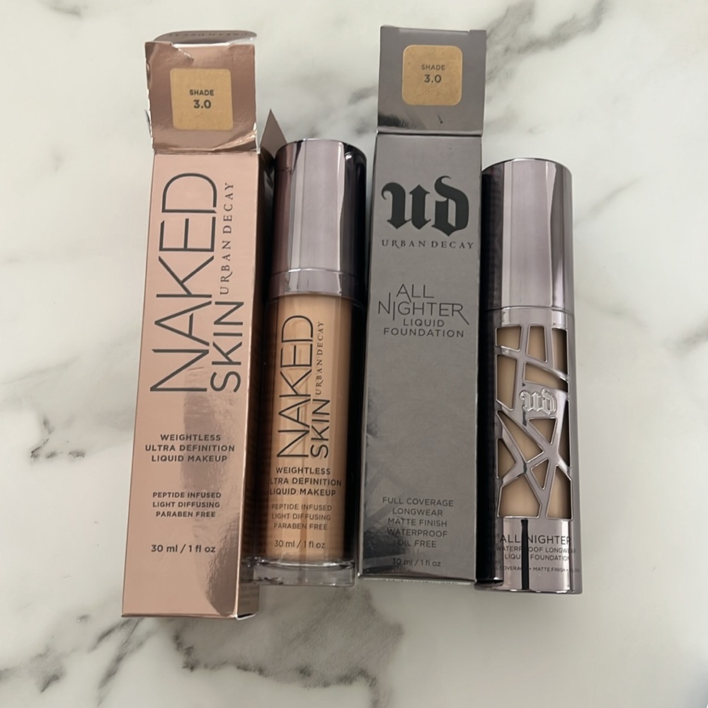 RARE FIND - NIB Naked Skin & All Nighter Foundation 3.0 - 2 QTY